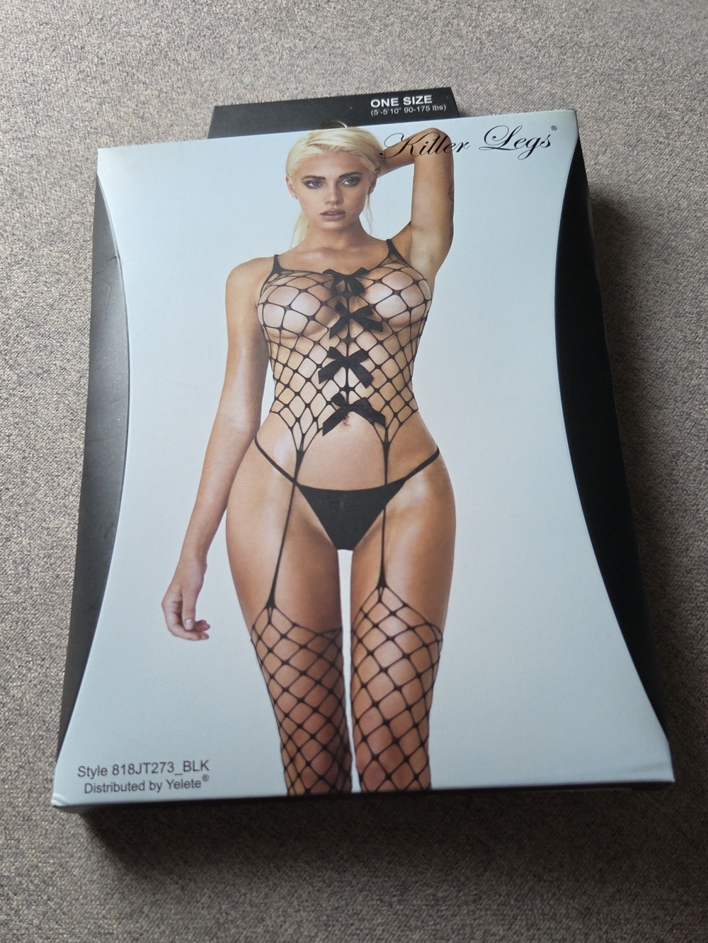 Killer Legs Black Fishnet Bodystocking with Bow Detail
